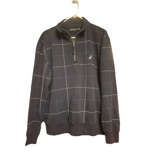Nautica Men's 1/4 Zip Pullover Navy Blue Long Sleeve Shirt Large